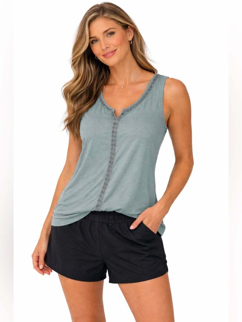 Kuhl Shay Tank Blue Organic Cotton Sleeveless Lightweight Summer Top M
